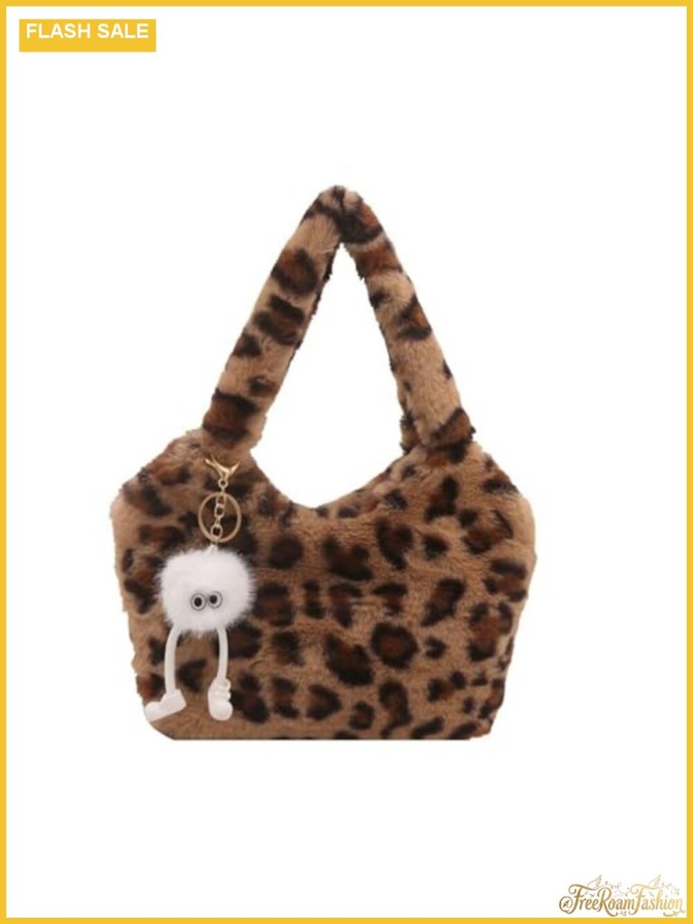 Leopard Tote Bag for Women Fuzzy Shoulder Hobo Large Capacity Work Purse